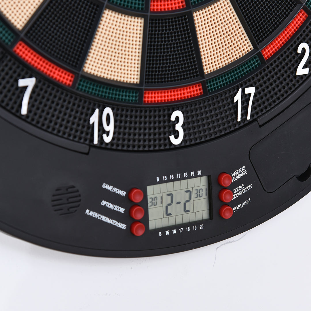 Electronic Dartboard Set 26 Games and 185 Variations with 6 Darts and Cabinet to Storage