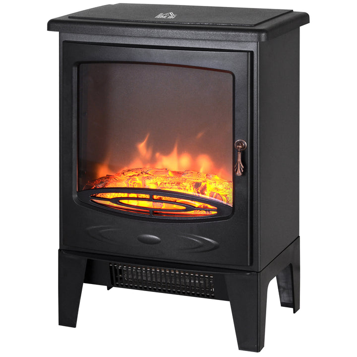 Electric Heater Freestanding Fireplace Artificial Flame Effect w/ Safety Thermostat 950w/1850W Tempered Glass Casing