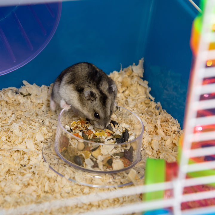 Large Hamster Cage, 5-Level Gerbil Haven, Small Rodent House, Tunnel Tube System, with Water Bottle, Exercise Wheel, Ramps, 59x36x 69 cm Blue