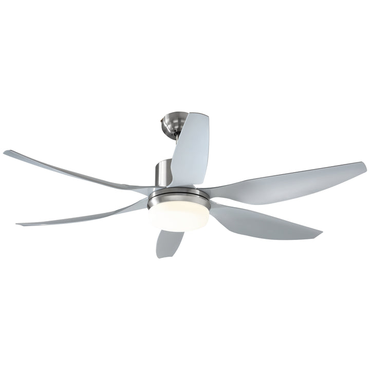 Reversible Ceiling Fan with Light, 6 Blades Indoor Modern Mount LED Lighting Fan with Remote Controller, for Bedroom, Living Room, Silver