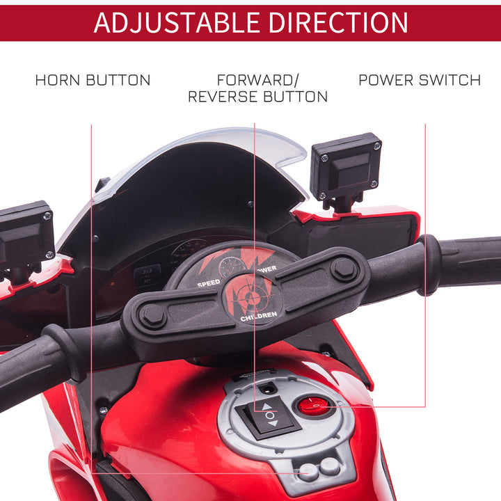 Kids 6V Electric Ride On Motorcycle Police Car Toy for 18 - 36 months Red