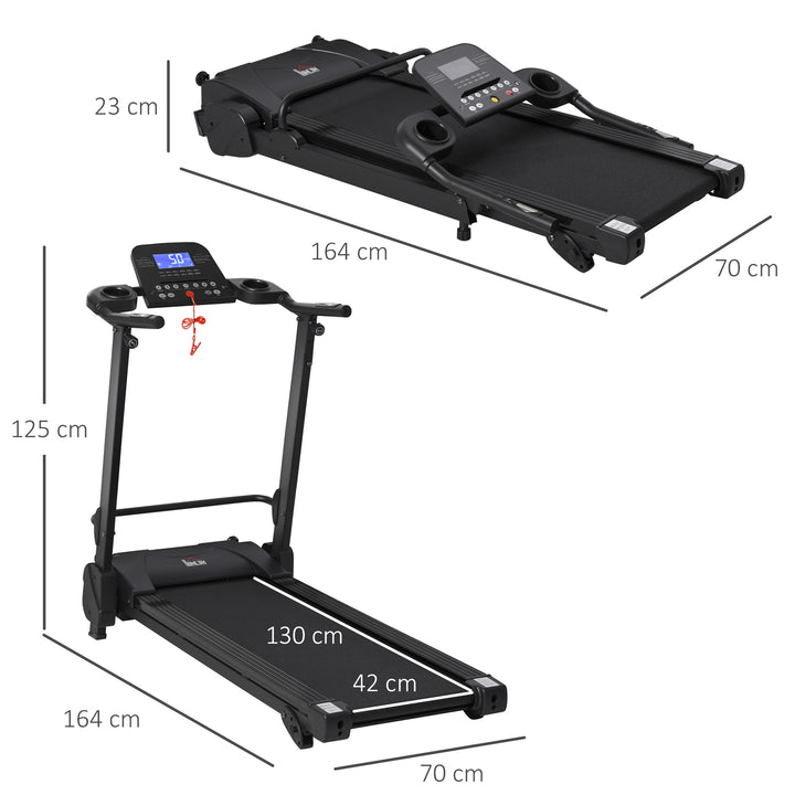 Treadmill Machine Electric Motorised Folding Running Machine MP3 & USB Player 5 Preset Programs w/ LCD Display, Drink Holders Black