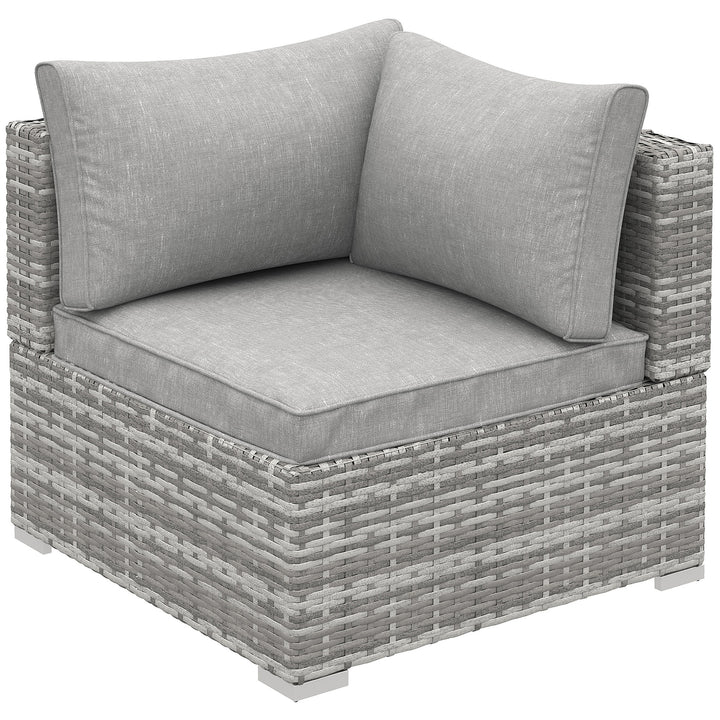 PE Rattan Wicker Corner Sofa Garden Furniture Single Sofa Chair w/ Cushions, Grey