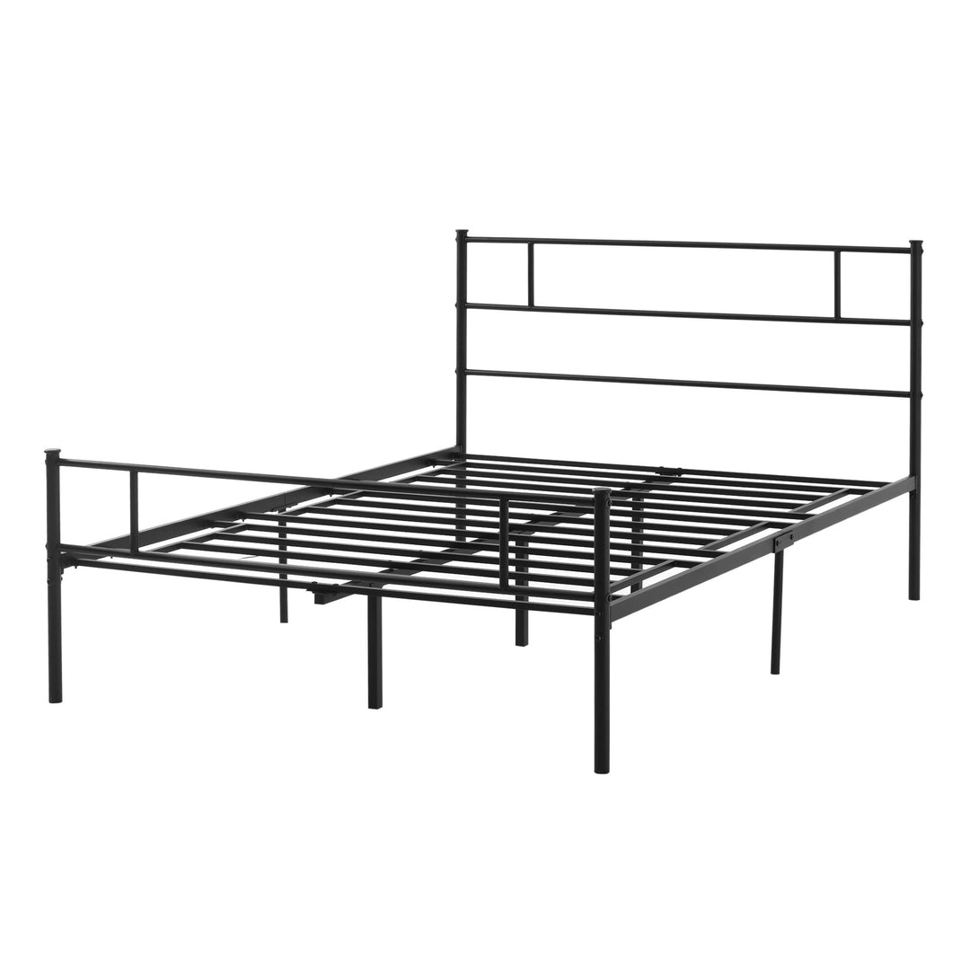 Double Metal Bed Frame Solid Bedstead Base with Headboard and Footboard, Metal Slat Support and Underbed Storage Space, Bedroom Furniture