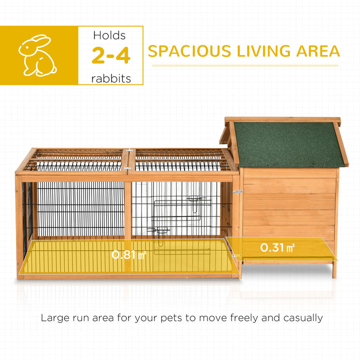 PawHut Wooden Rabbit Hutch Outdoor, Guinea Pig Hutch, Detachable Rabbit Cage w/Openable Run & Roof Lockable Door Slide-out Tray Golden Red