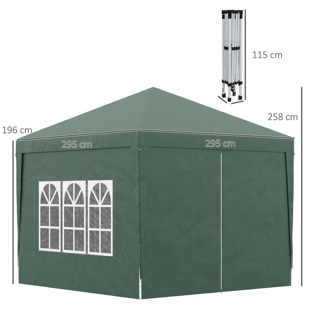Pop Up Gazebo Marquee, size(3m x 3m)-Green