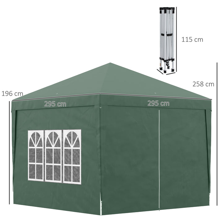 Pop Up Gazebo Marquee, size(3m x 3m)-Green