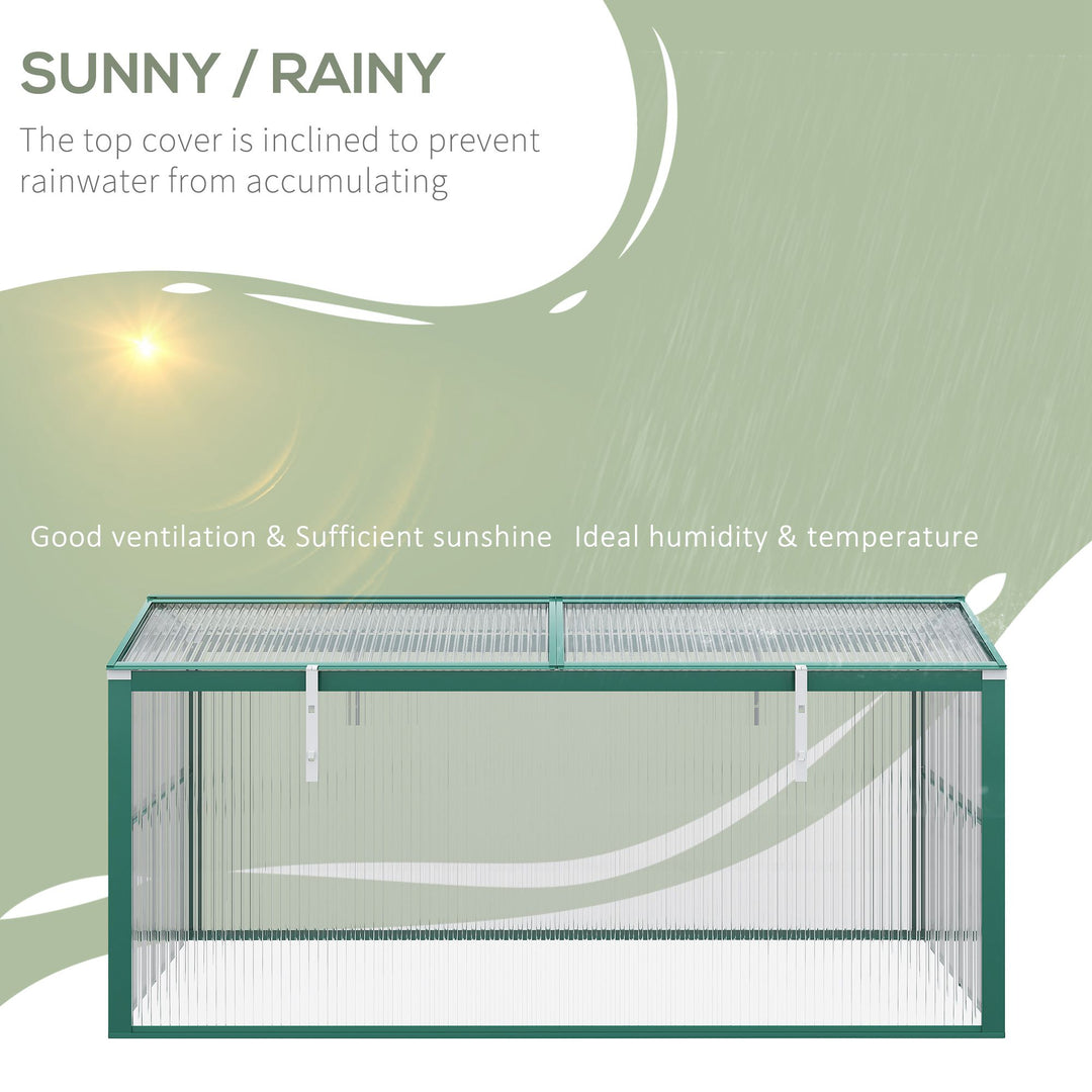 Aluminium Polycarbonate Greenhouse Cold Frame Grow House, Openable Top for Flowers and Vegetables, 130x70x61cm