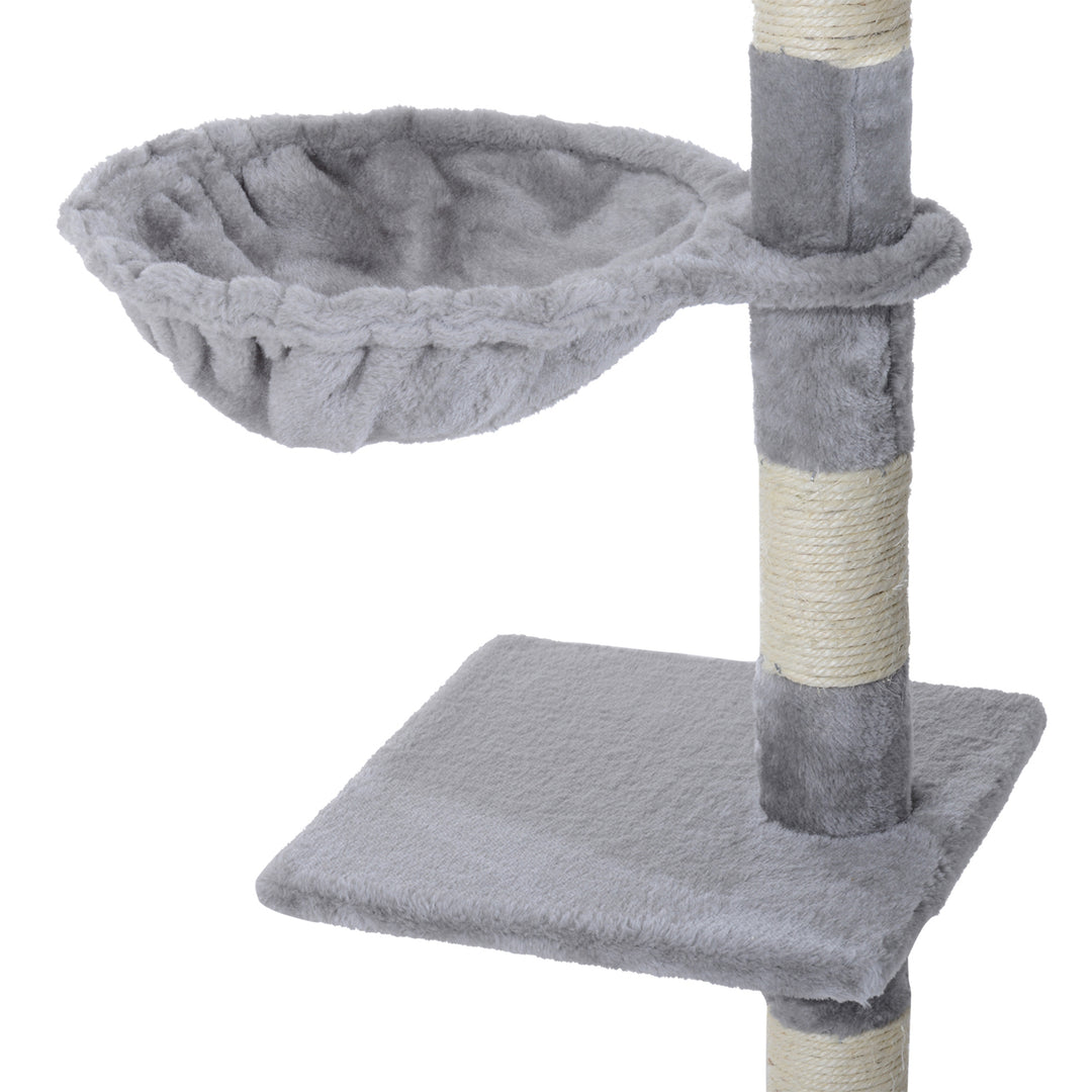 PawHut Cat Tree Kitten Scratching Post Scratch Scratcher Climb Activity Center Play House Pet Furniture 125cm (Grey)