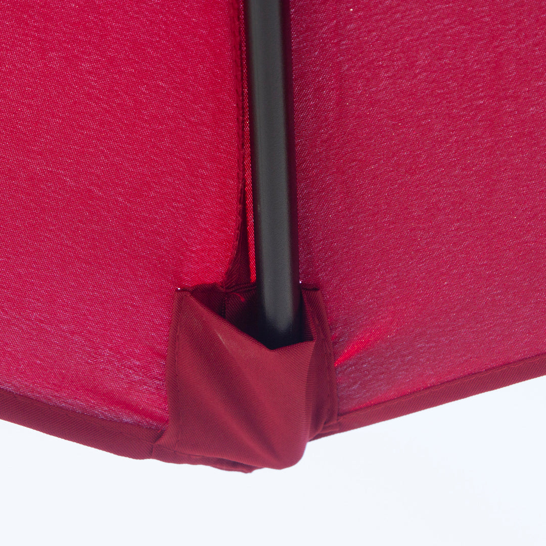 3(m) Tilting Parasol Garden Umbrellas, Outdoor Sun Shade with 8 Ribs, Tilt and Crank Handle for Balcony, Bench, Garden, Wine Red