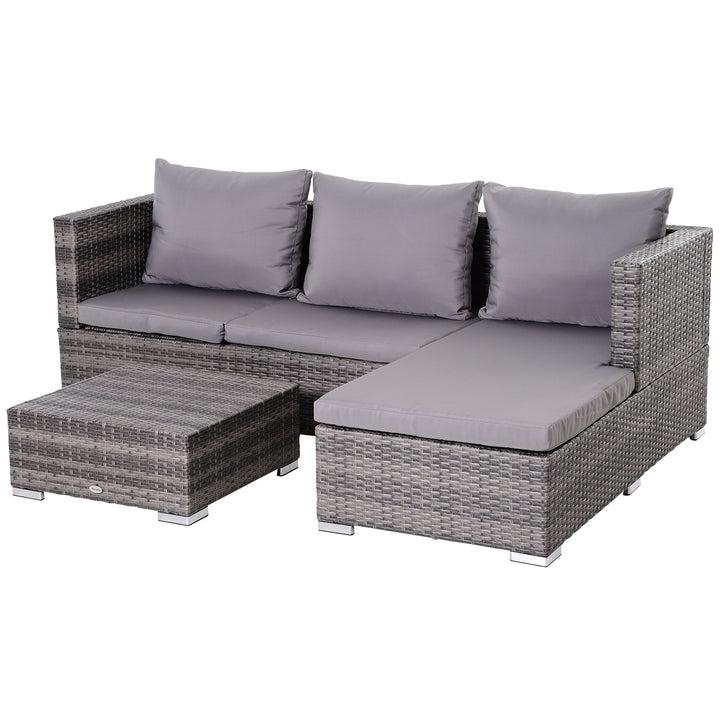 4-Seater Outdoor Garden PE Rattan Furniture Set Grey