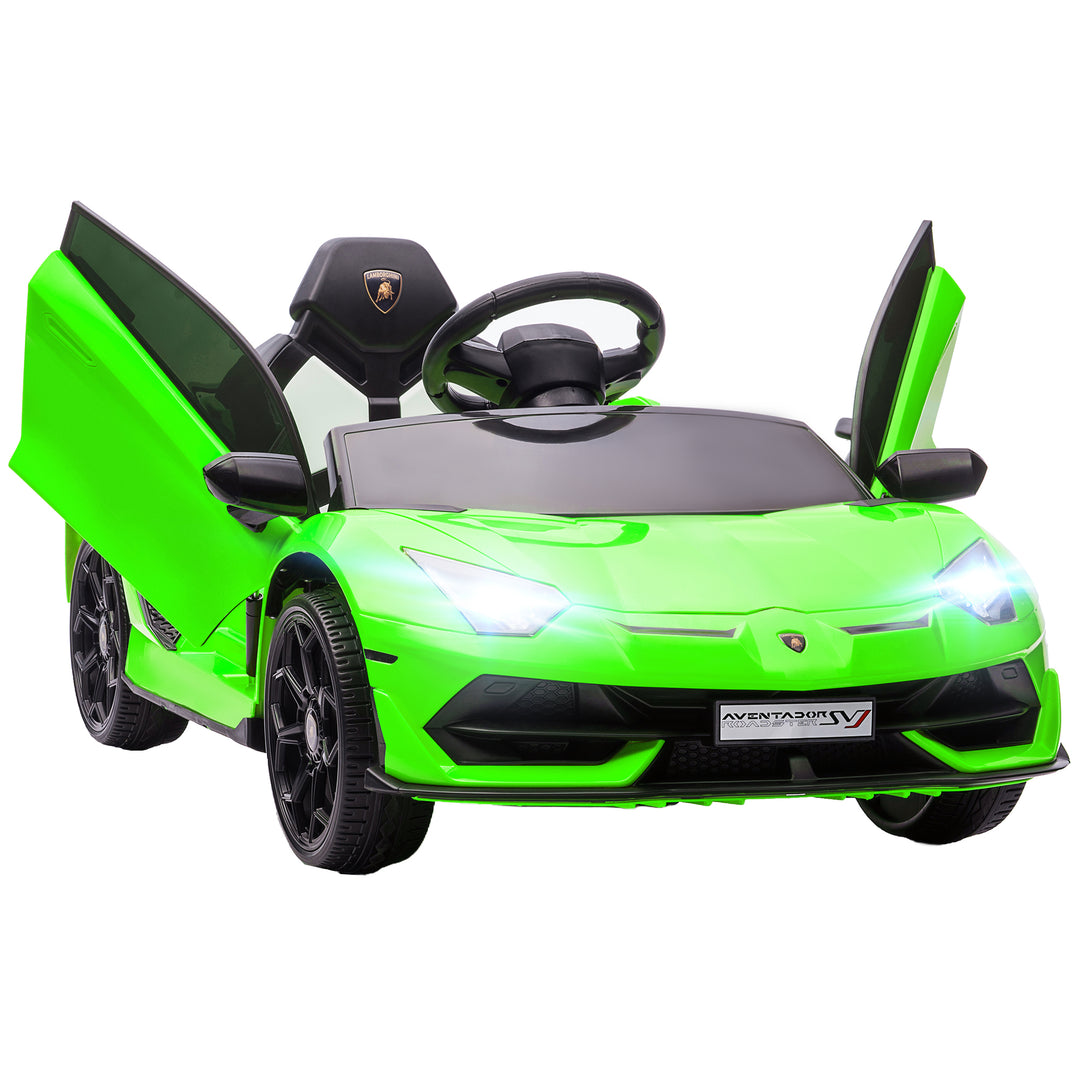 Lamborghini Licensed 12V Kids Electric Car w/ Butterfly Doors, Easy Transport Remote, Music, Horn, Suspension - Green