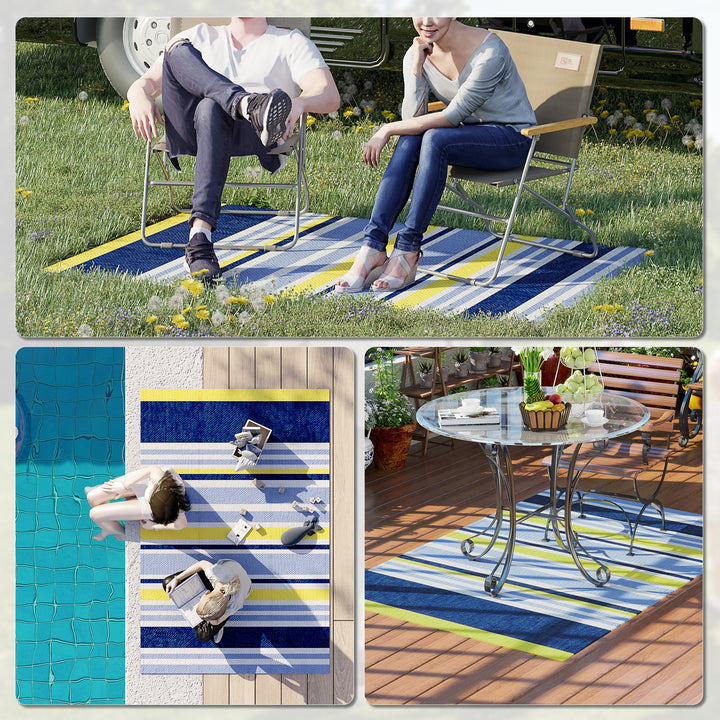 Reversible Outdoor Rug Waterproof Plastic Straw Mat 121 x 182 cm