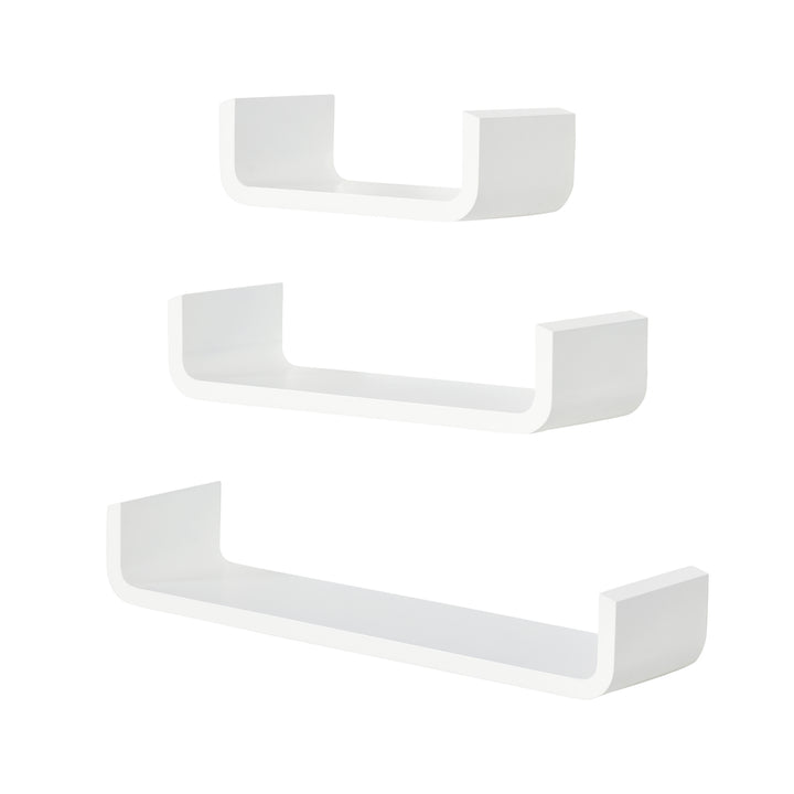 3 pcs U Shaped Floating Wall Shelves Set-White