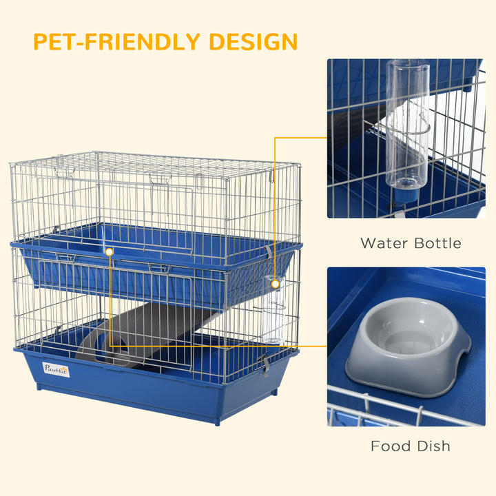 PawHut Metal 2-Tier Small Animal Cage Blue