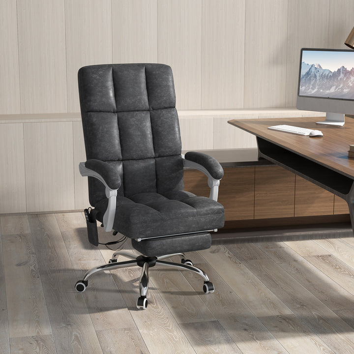 Vinsetto Executive Vibration Massage Office Chair, Microfibre Computer Chair with Armrest, 135° Reclining Back, Charcoal Grey