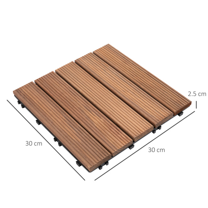 27 Pcs Floor Tiles Interlocking Solid Wood DIY Deck Tiles Indoor Outdoor Flooring