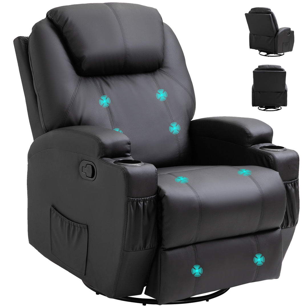 Recliner Sofa Chair PU Leather Armchair Cinema Massage Chair Swivel Nursing Gaming Chair Black