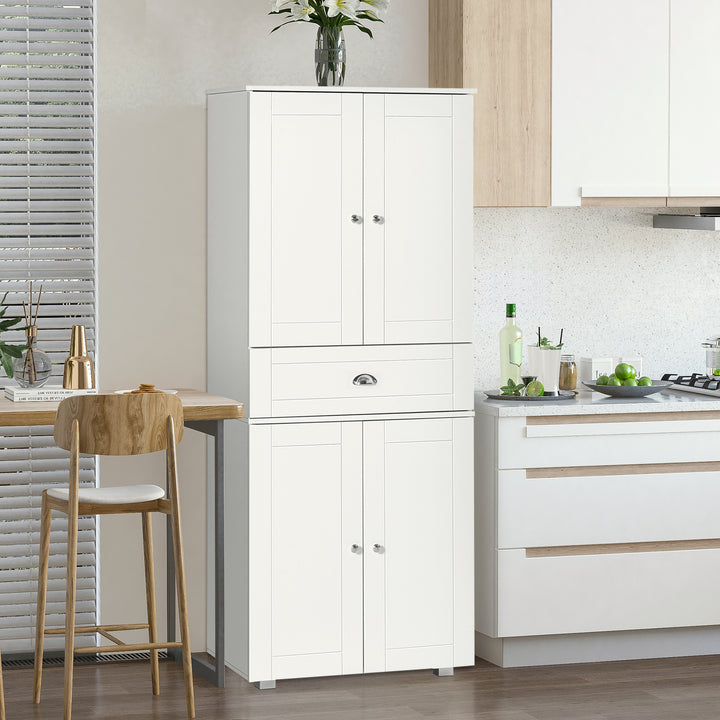 Freestanding Tall Kitchen Cupboard Storage Cabinets with Drawer - White