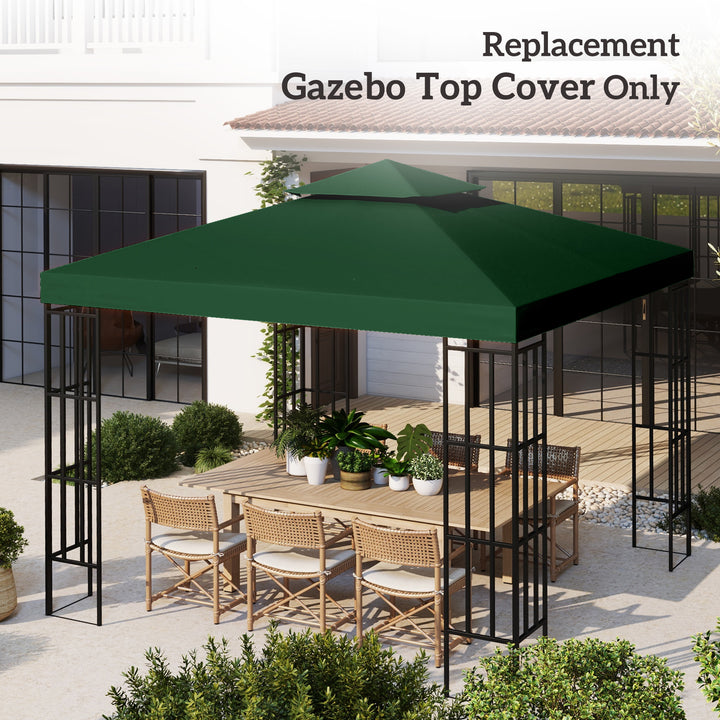 3 x 3 m Gazebo Top Cover Double Tier Canopy Replacement Pavilion Roof Dark Green