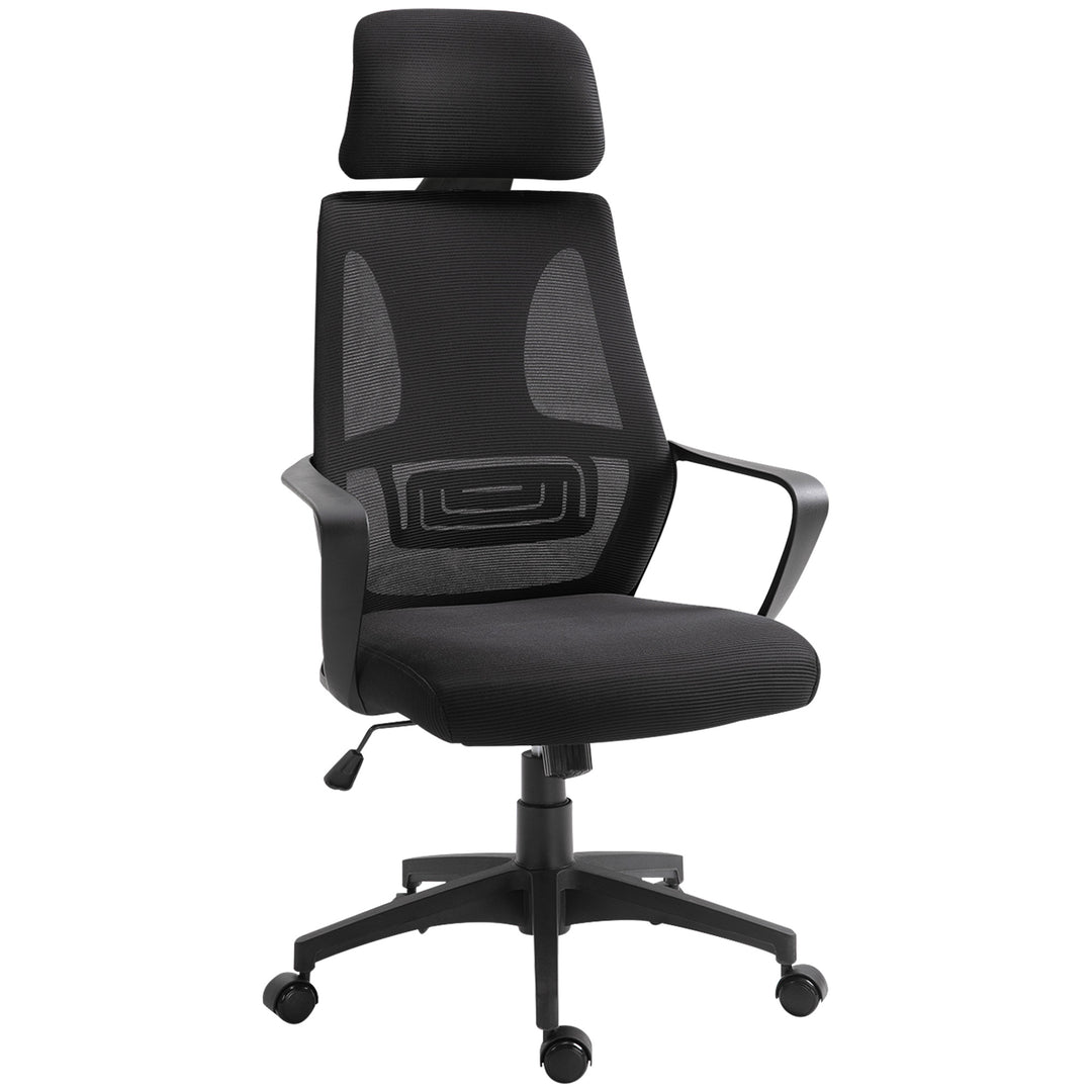 Ergonomic Office Chair w/ Wheel, High Mesh Back, Adjustable Height Home Office Chair - Black