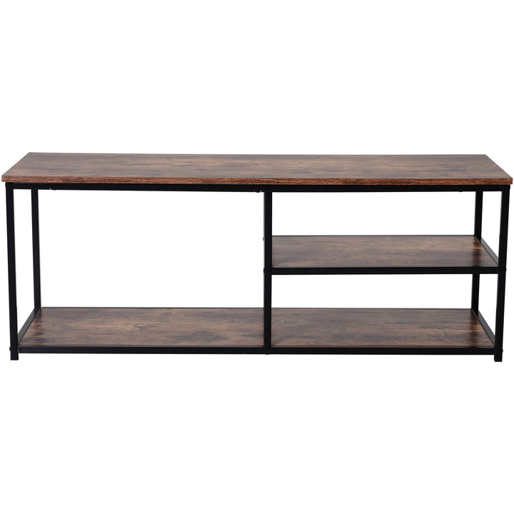 HOMCOM TV stand Industrial Style TV Cabinet With Storages 2 Shelves Metal Frame For living Room