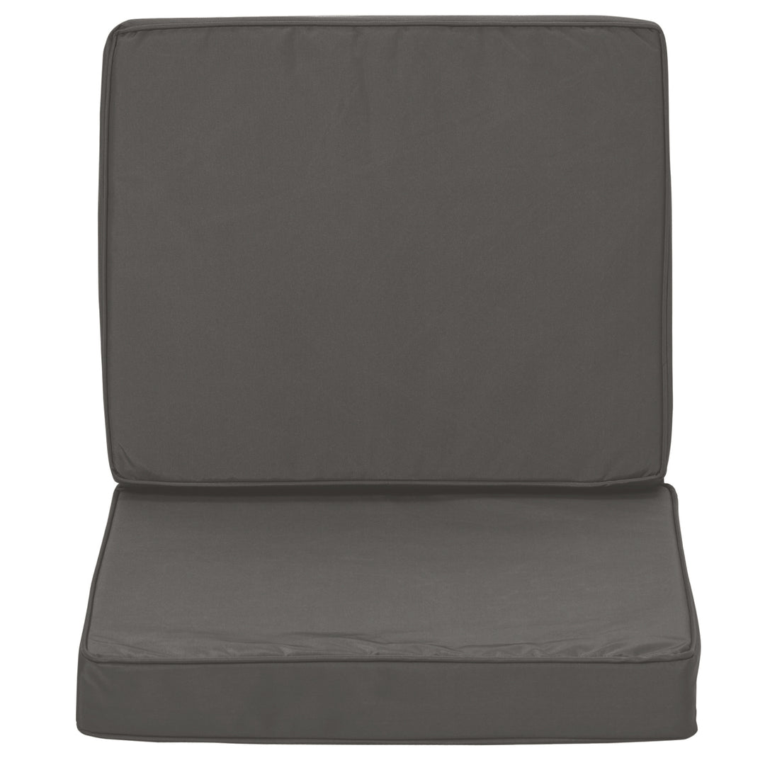 Set of 2 Garden Seat and Back Cushion Set, Seat Cushion and Back Cushion - Dark Grey