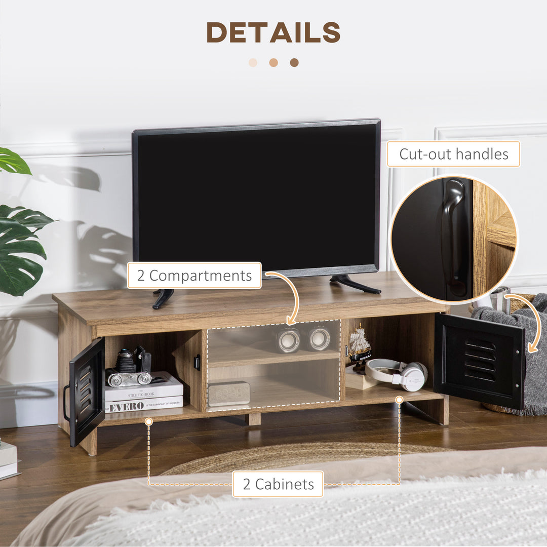 TV Stand Cabinet Unit for TVs up to 42 Inches with 2 Drawers and 2 Storage Compartment Wire Hole Entertainment Console for Living Room Black