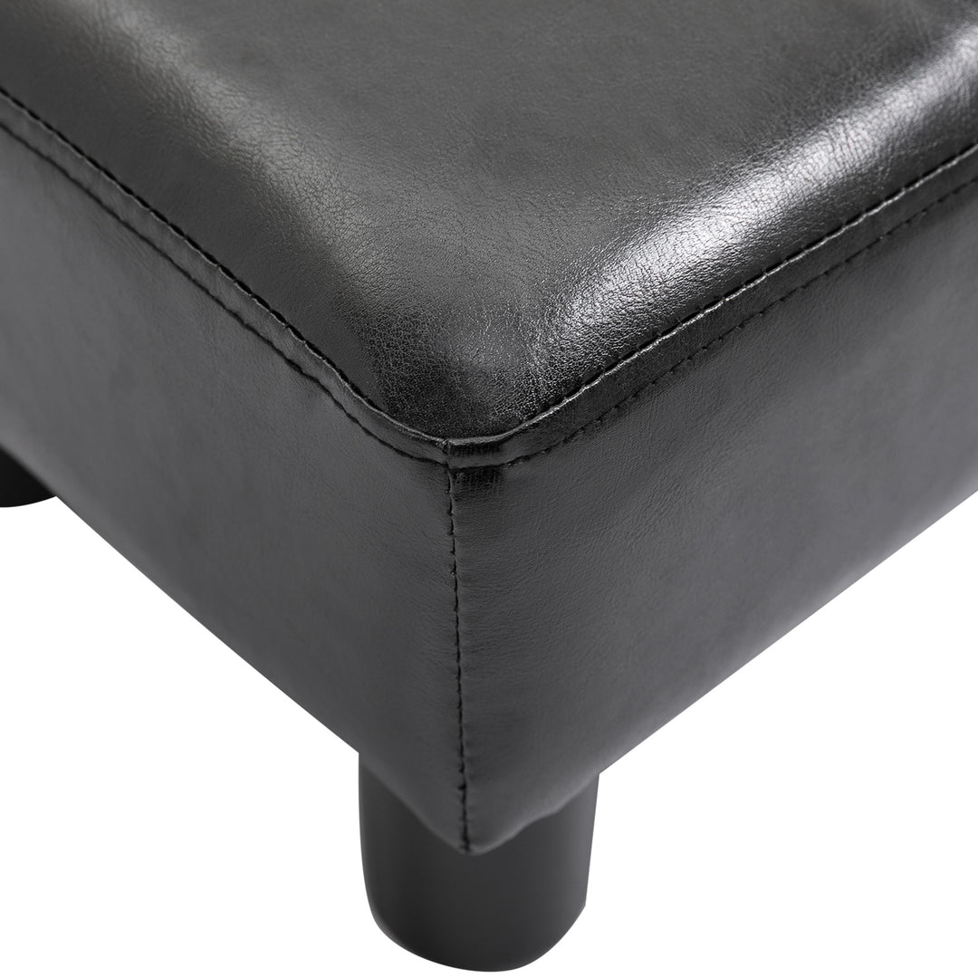 PU Leather Footstool Foot Rest Small Seat Foot Rest Chair - Black