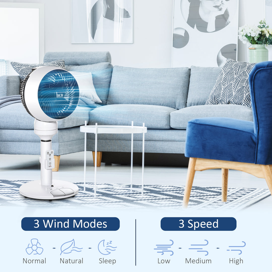 28'' Air Circulator Fan 3 Speed 3 Mode, 70° Oscillation 90° Vertical Tilt, Height Adjustable, Remote Controller for Living Room, Black & White