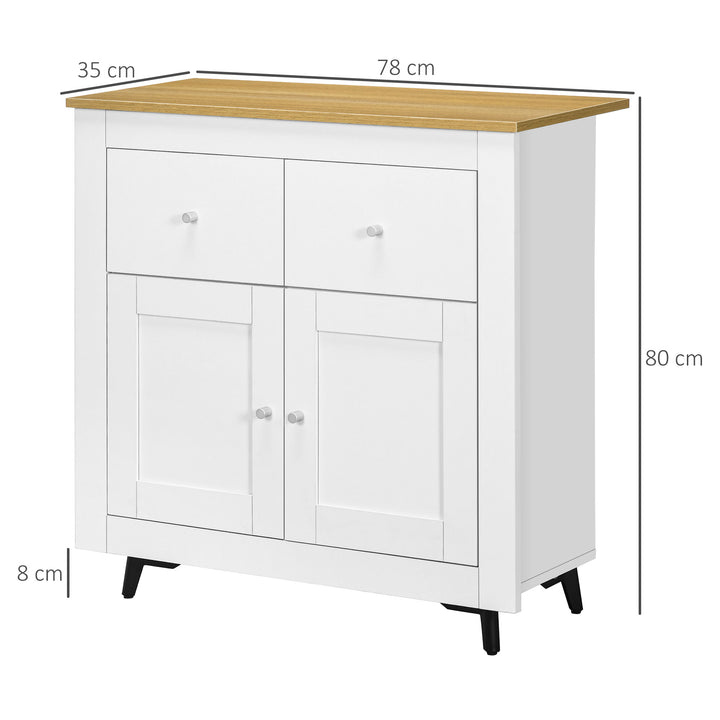 Sideboard Cabinet, Modern Kitchen Cupboard with Double Doors, White