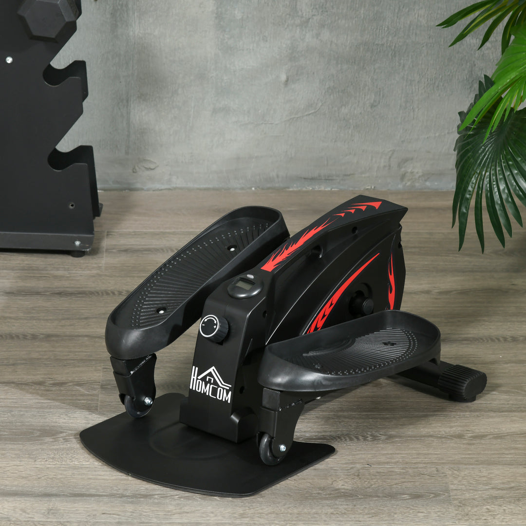 Mini Manual Elliptical Bike Under Desk Bike w/ LCD Monitor Anti-Slip Pedals Adjustable Resistance Home Office Compact Exercise Trainer