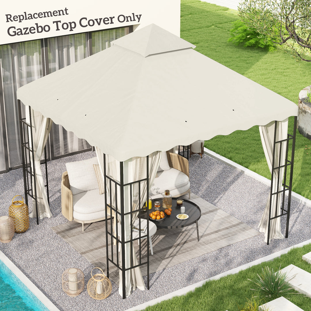 3 x 3 (m) Gazebo Canopy Replacement Covers, 2-Tier Gazebo Roof Replacement (TOP ONLY), Cream White