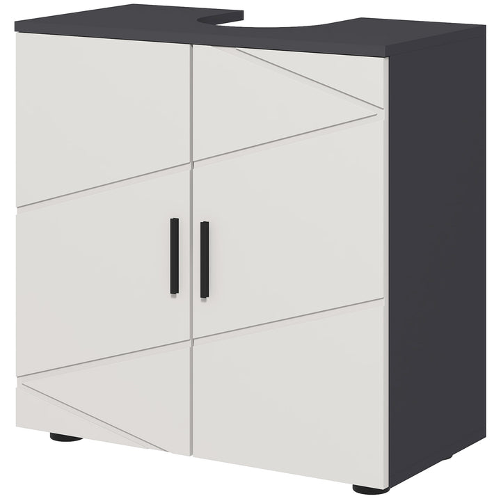 Pedestal Sink Cabinet, Bathroom Vanity Unit, Floor Basin Storage Cupboard with Double Doors and Shelf, 60 x 30 x 60 cm, Light Grey