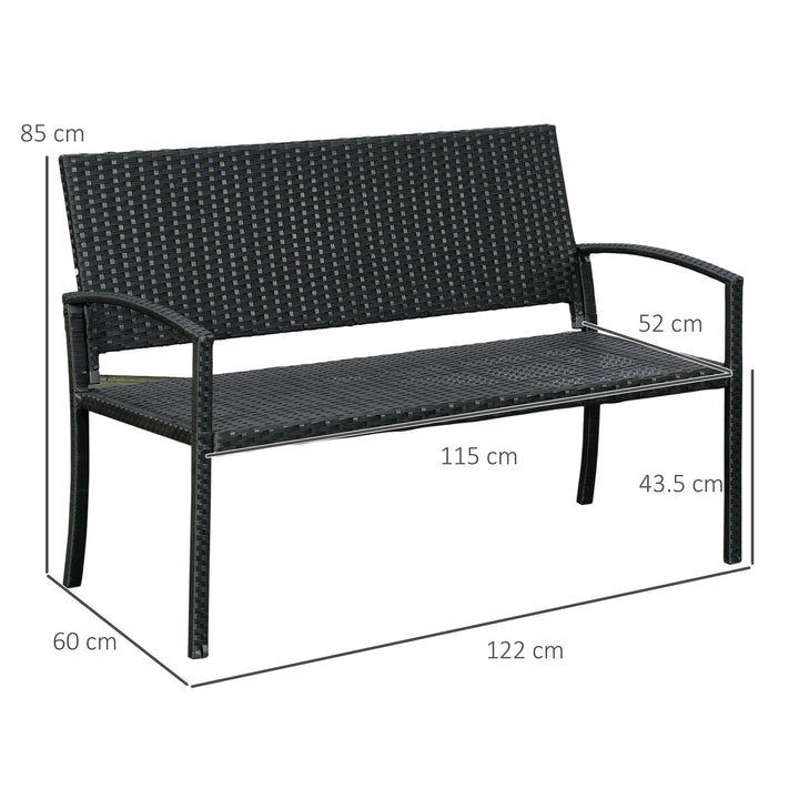 Rattan Chair 2-Seater Loveseat-Black