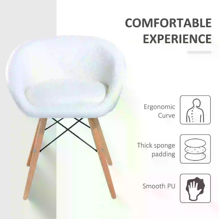 Faux Leather Lounge Chair W/Solid Wooden Legs-White