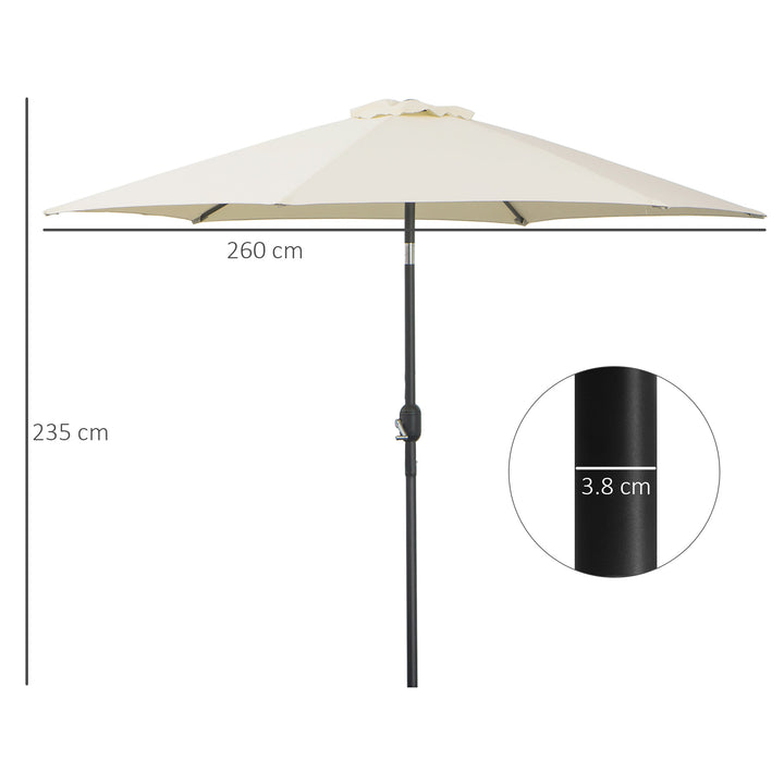 2.7 m Patio Umbrella Sun Shade Tilt Crank Garden Aluminium Frame-Cream White