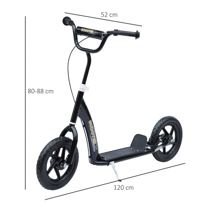 Teen Push Scooter Kids Children Stunt Scooter Bike Bicycle Ride On 12" EVA Tyres, Black