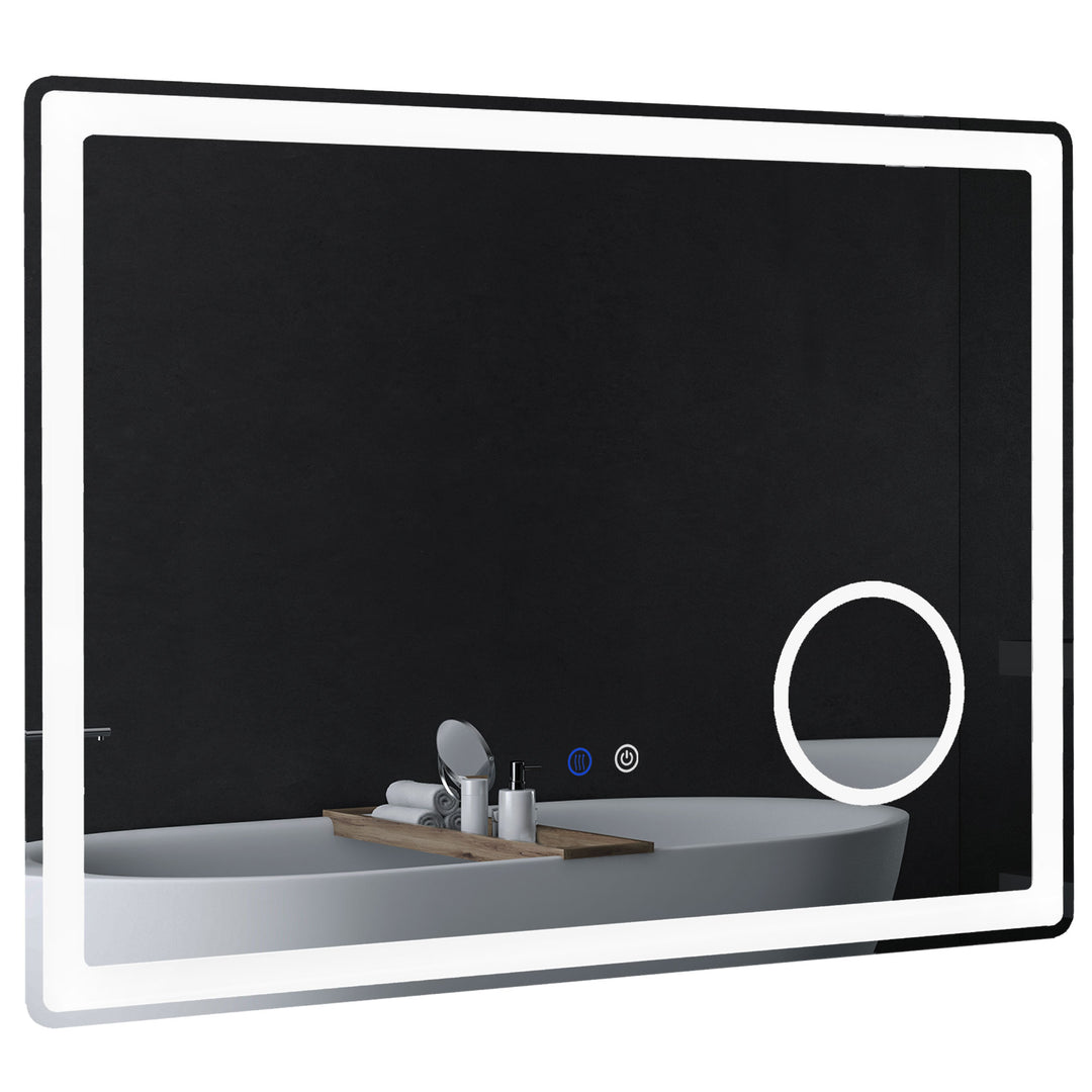 kleankin LED Bathroom Mirror with Dimming Lights, 3X Magnifying Mirror, Vanity Mirror with 3 Colour Front and Backlit