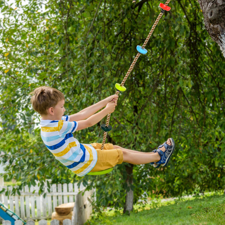 Multicolor Kid Climbing Rope Disc Swings Seat Set with Platforms