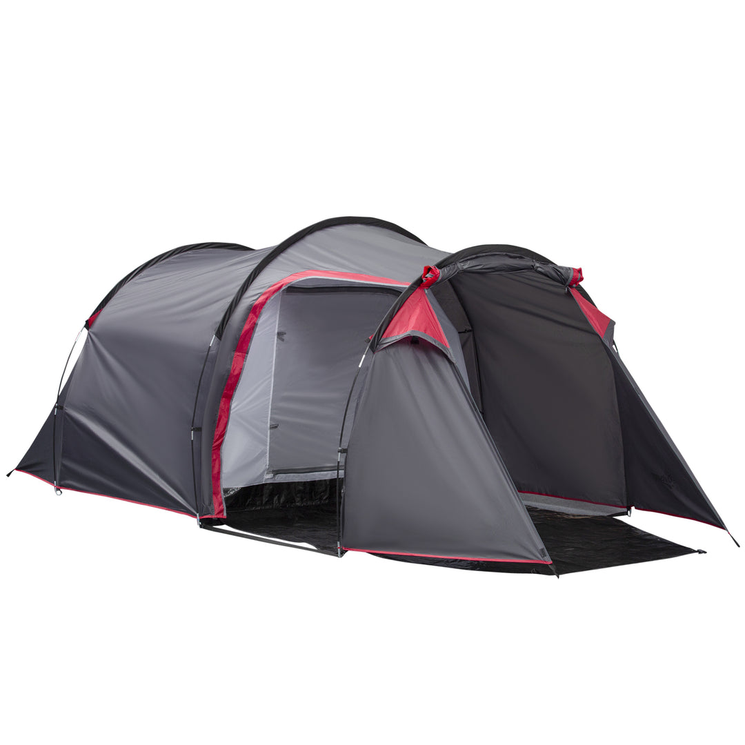 Camping Dome Tent 2 Room for 3-4 Person with Weatherproof Screen Room Vestibule Backpacking Tent Lightweight for Fishing & Hiking Dark Grey