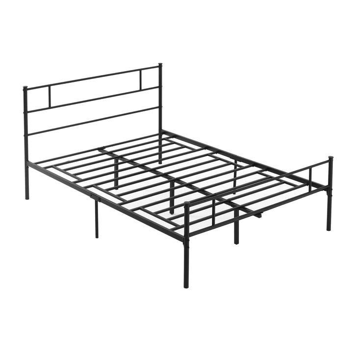 Double Metal Bed Frame Solid Bedstead Base with Headboard and Footboard, Metal Slat Support and Underbed Storage Space, Bedroom Furniture