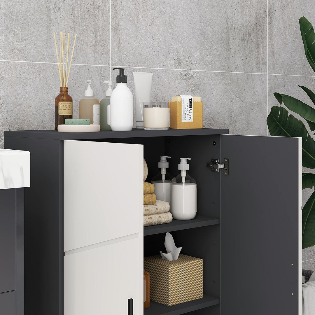 Bathroom Cabinet with 2-Doors Cupboard, 2 Adjustable Shelves-Grey