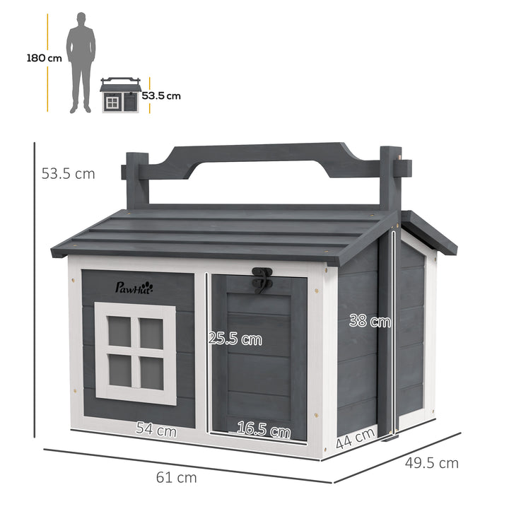 Rabbit Hutch, Small Animal House Outdoor, Openable Roof - Grey