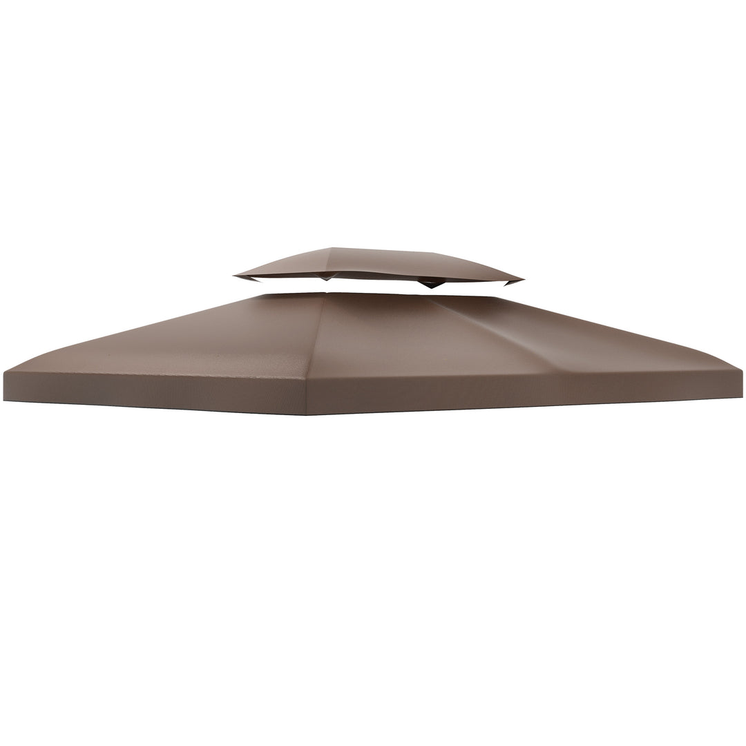 Outsunny 3x4m Gazebo Replacement Roof Canopy 2 Tier Top UV Cover Garden Patio Outdoor Sun Awning Shelters Brown (TOP ONLY)