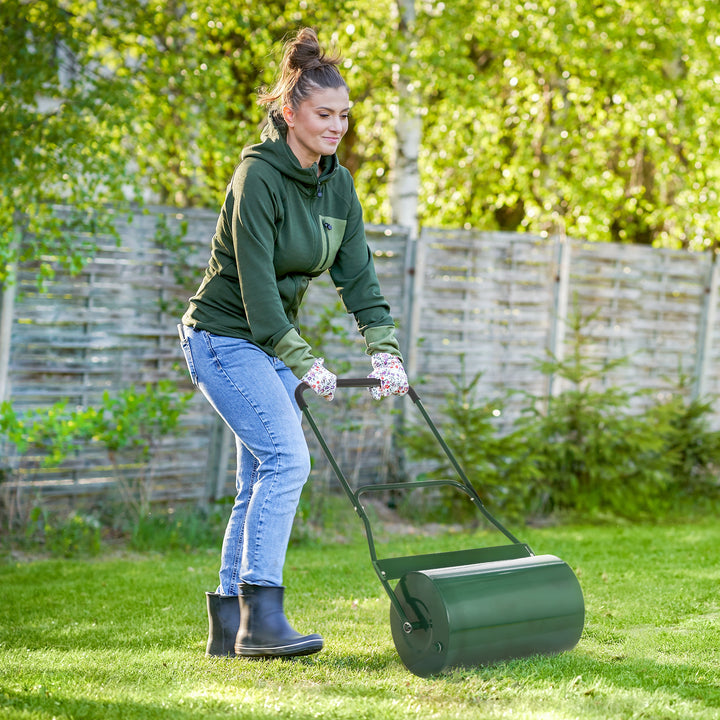 40L Lawn Roller Drum Scraper Bar Collapsible - Green