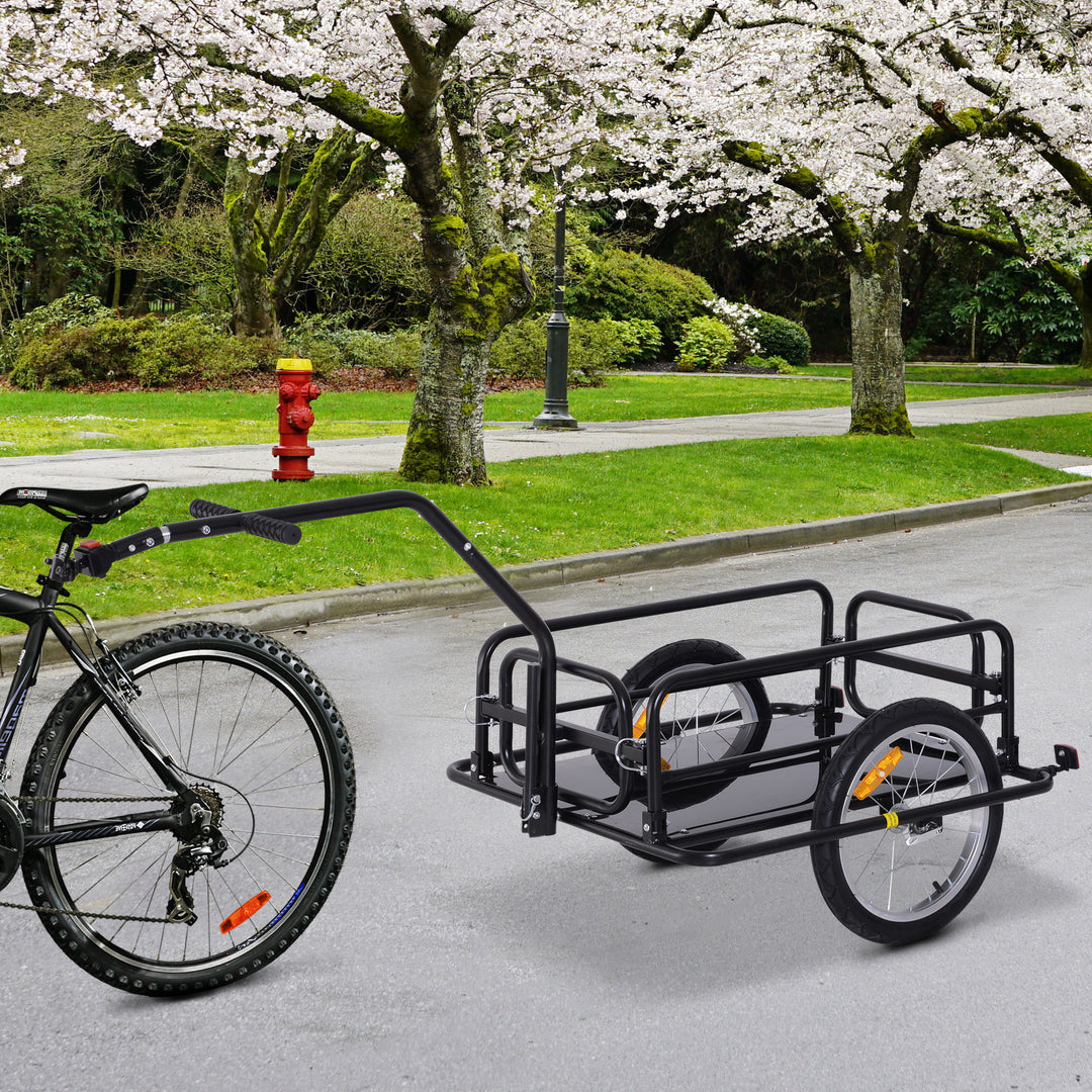 Bike Cargo Trailer Bicycle Storage Carrier Transport Steel Black