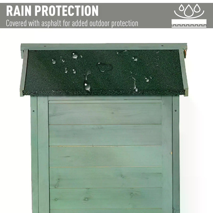 Wooden Garden Cabinet 3-Tier Storage Shed 2 Shelves Lockable Organizer with Hooks Foot Pad 74 x 55 x 155cm Green