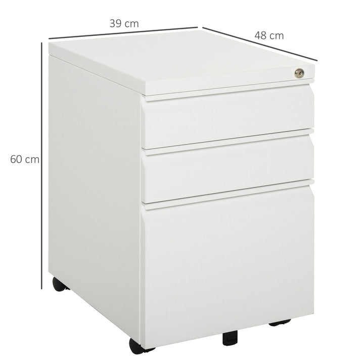 Vinsetto Metal Filing Cabinet 3 Drawer File Cabinet Lockable Mobile Vertical File Cabinet with Anti-tilt Design