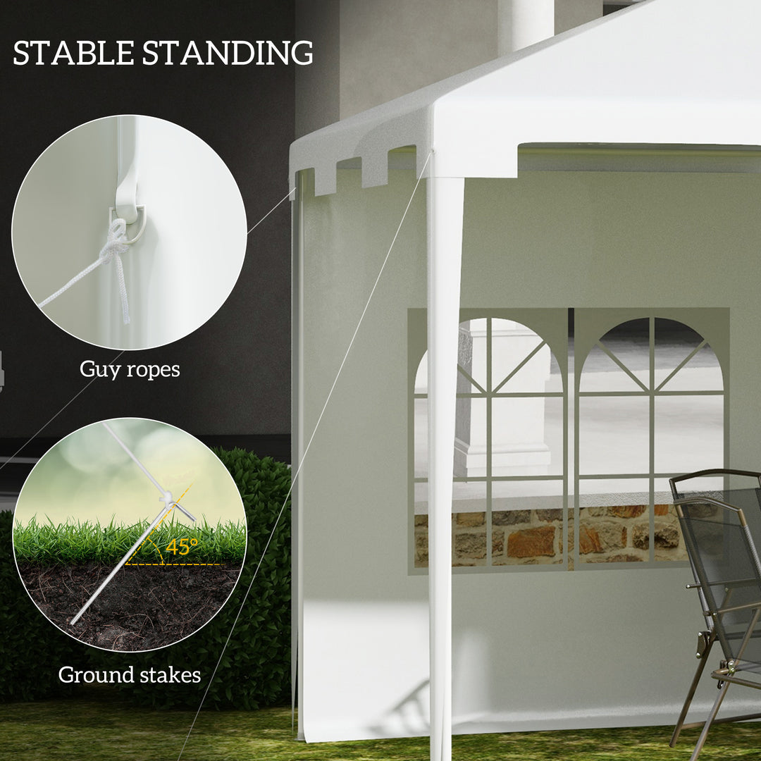 3 x 4 m Garden Gazebo Shelter Marquee Party Tent with 2 Sidewalls for Patio Yard Outdoor, White